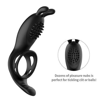 Remote Control 9 Frequency Vibrating Cock Ring Rabbit Ear Penis Ring-EROSREALM