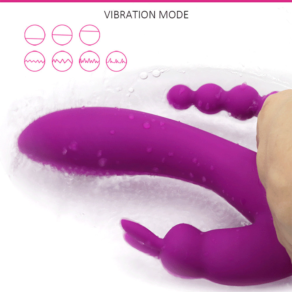 G Spot Dildo Rabbit Vibrator 3-in-one function Vibration Waterproof-EROSREALM