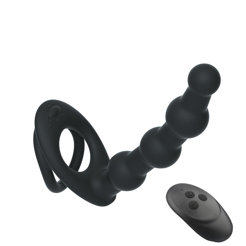 Dual Cock Rings with Anal Beads/Dildo For Couples-EROSREALM