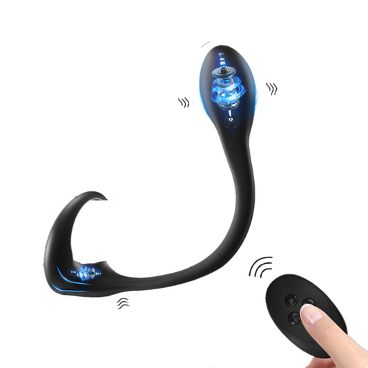 Wireless Remote Control Vibrating Prostate Massager With Penis Ring-EROSREALM