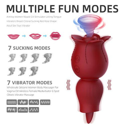 Rose Vibrator Red 2 Heads-EROSREALM