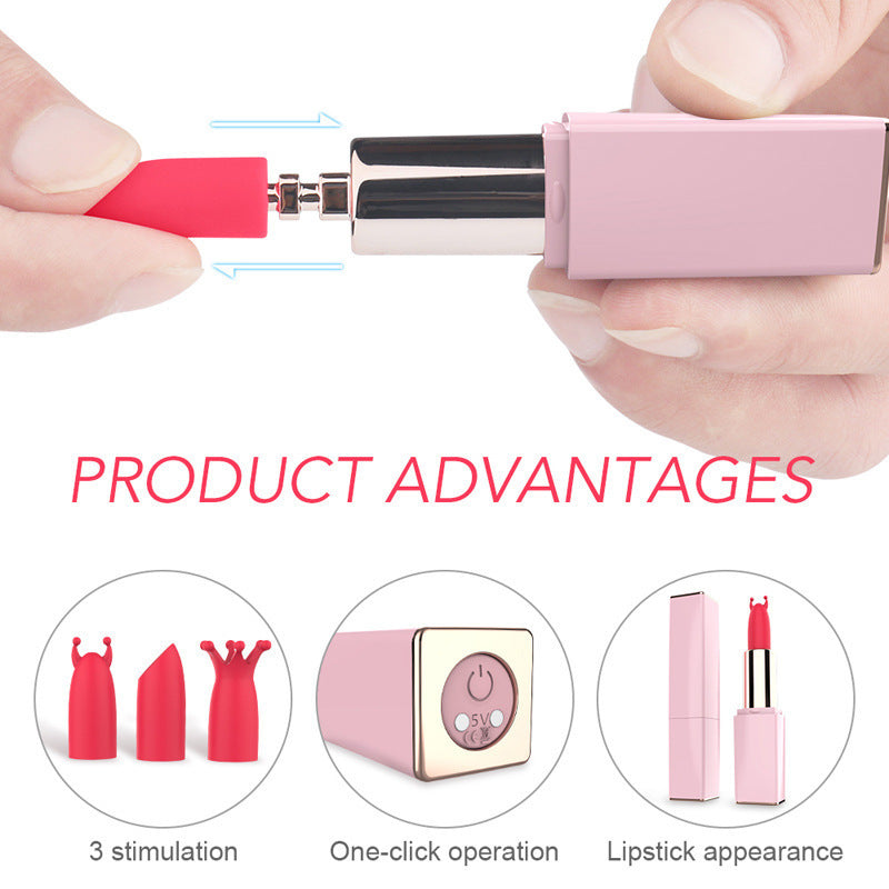 Rechargeable Multi Frequency Vibrating Lipstick Mini Egg Jumping Convertible-EROSREALM