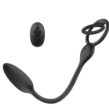 Wireless Remote Control Vibrating Double Penis Ring With Prostate Massager-EROSREALM