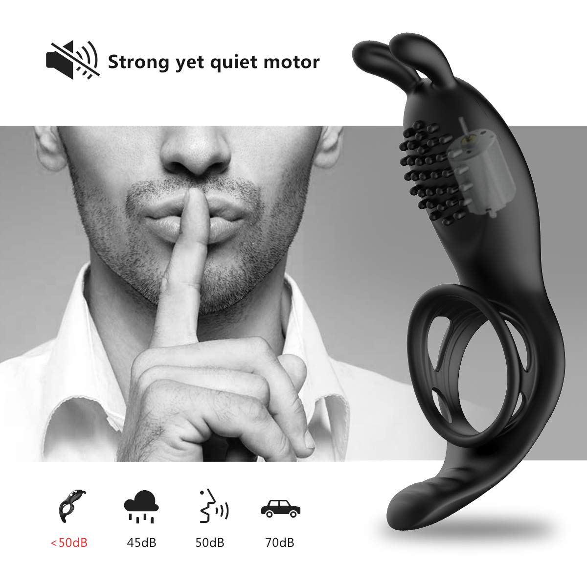 Remote Control 9 Frequency Vibrating Cock Ring Rabbit Ear Penis Ring-EROSREALM