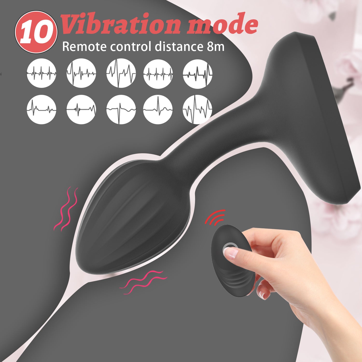 Wireless Remote Control Mushroom Head Vibrating Anal Plug-EROSREALM