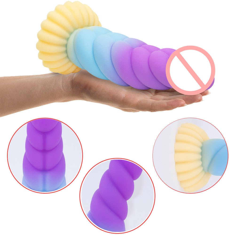 Colorful Braid Dildo Vibrator Liquid Silicone Anal Plug-EROSREALM