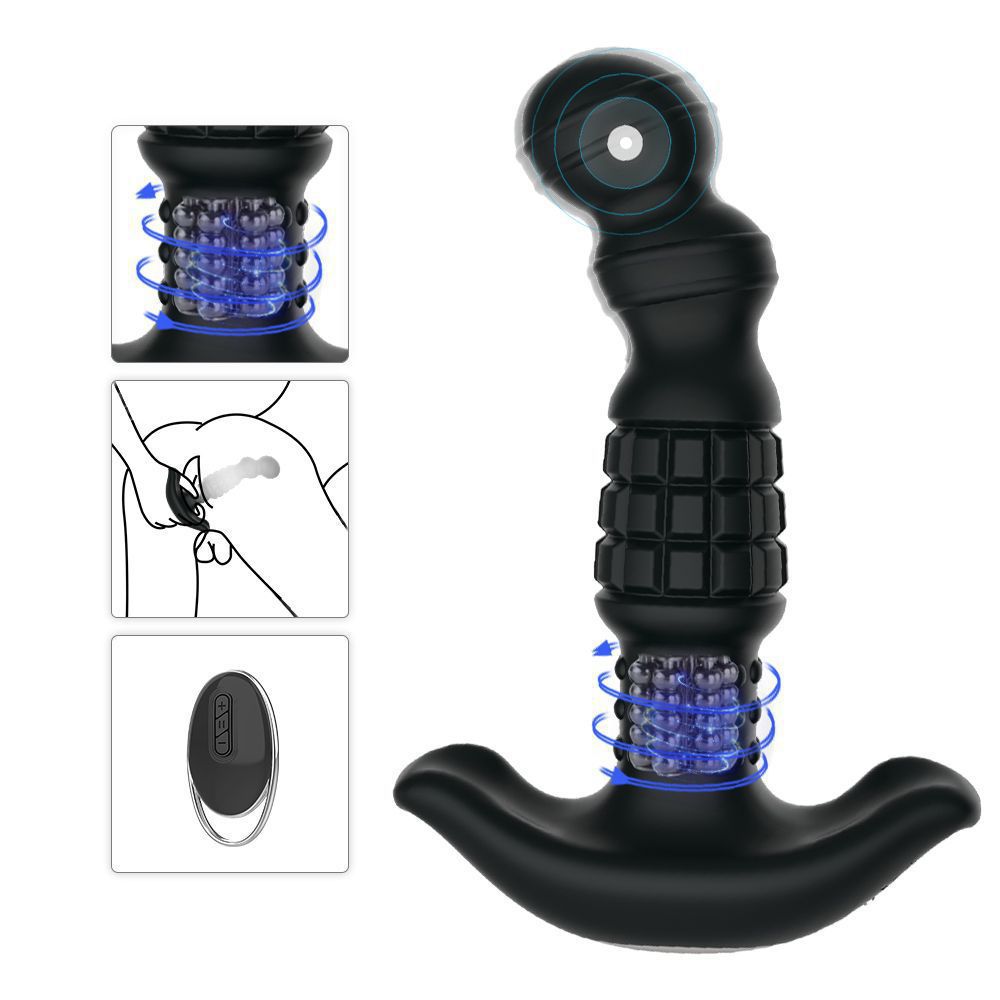 10 Frequency Vibration 3 Mode Rotation Remote Control Grenade Prostate Massager-EROSREALM