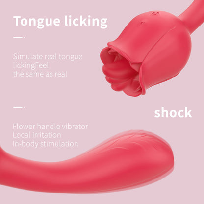 Rose Vibrator Clitoral/G Spot Vibrator with Tongue-EROSREALM