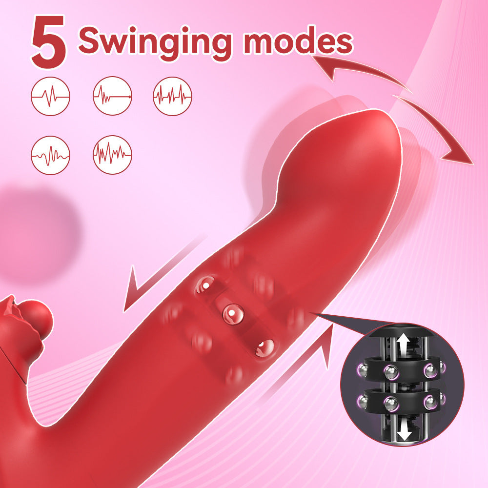 Bud - Tapping Rabbit Vibrator With Sliding Beads Ring-EROSREALM