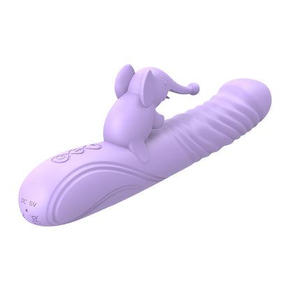 Cute Elephant Tongue Licking Vibrating Telescopic Warming Dildo Vibrator-EROSREALM