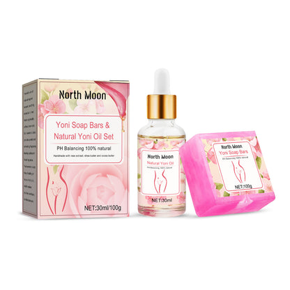 North Moon Yoni Soap Bars & Natural Yoni Oil Feminine Wash Set-EROSREALM