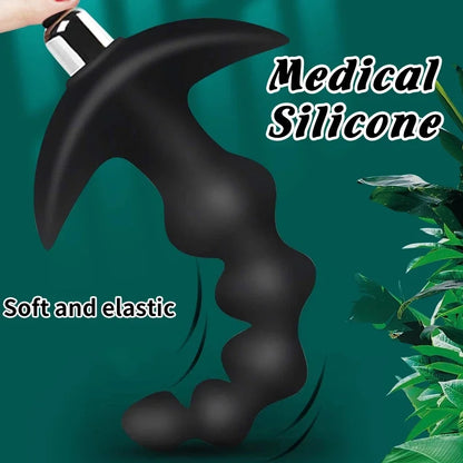 Vibrating Anal Beads Butt Plug Vibrator-EROSREALM