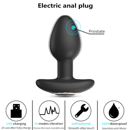 Wireless Remote Control 10 Modes Vibrating Butt Plug-EROSREALM