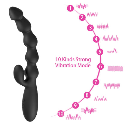 10 Speeds Dual Motor Vibraing Anal Beads-EROSREALM