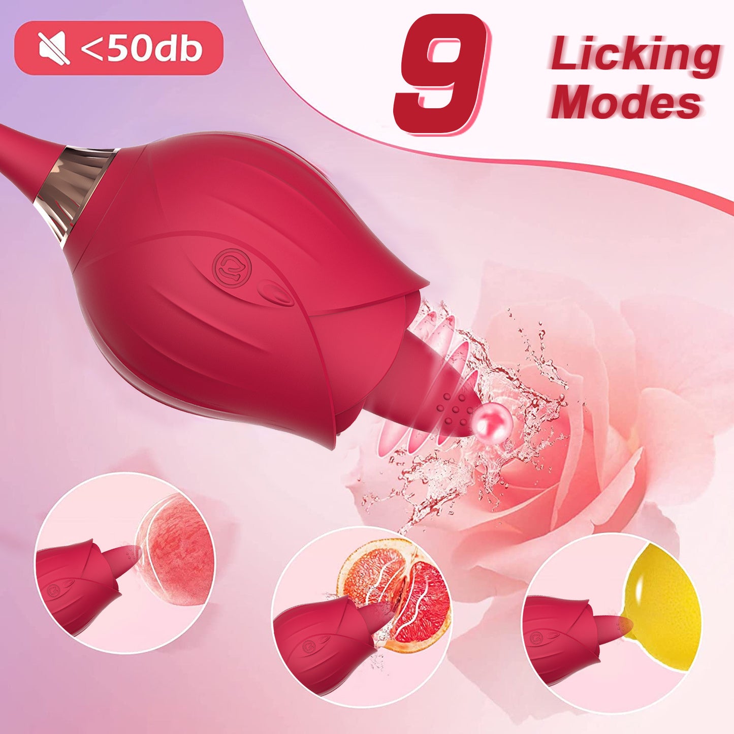 Lilith 3-in-1 Tongue-licking & Thrusting Rose Vibrator-EROSREALM