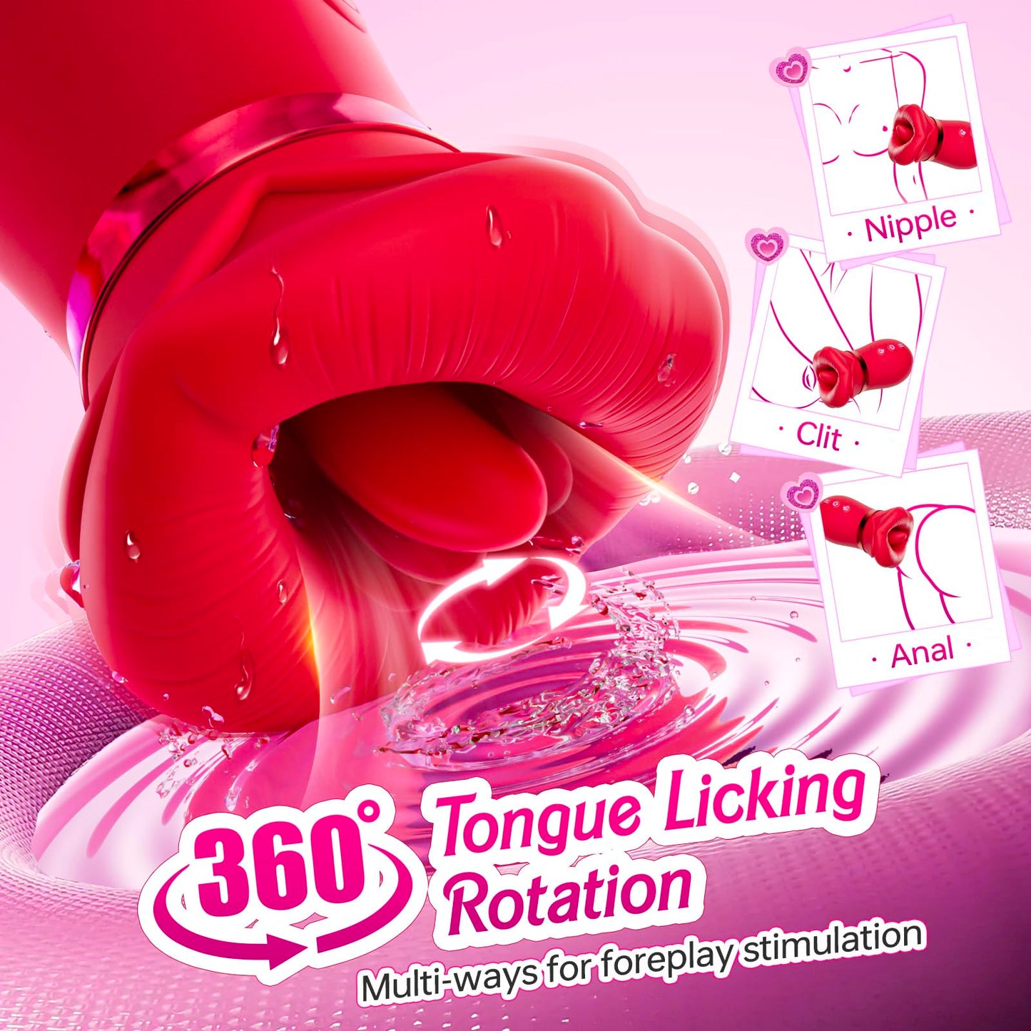 Big Mouth Rose Vibrator 4in1 Sucking Biting Tongue-swinging Clit Stimulator-EROSREALM