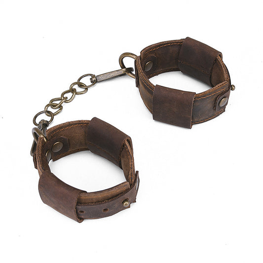 Retro Style Brown Leather Adjustable Ankle Cuffs Sm Toy-EROSREALM