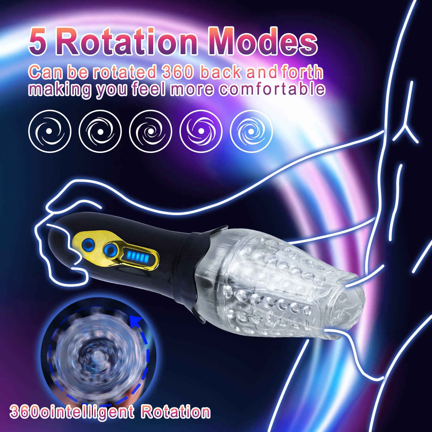 Male Rose Penis Trainer Rotating Vibrating Deepthroat Masturbator-EROSREALM