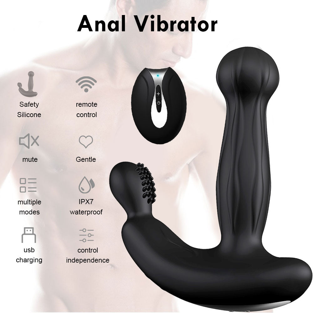 Prostate Massage Vibrator Remote Control Anal Toy with Rotating Beads-EROSREALM