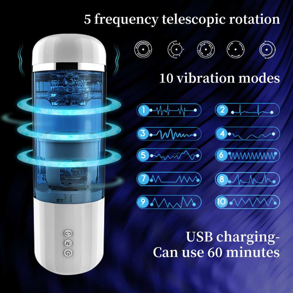 Rotation Telescopic Masturbation Cup Male Electric Masturbator-EROSREALM