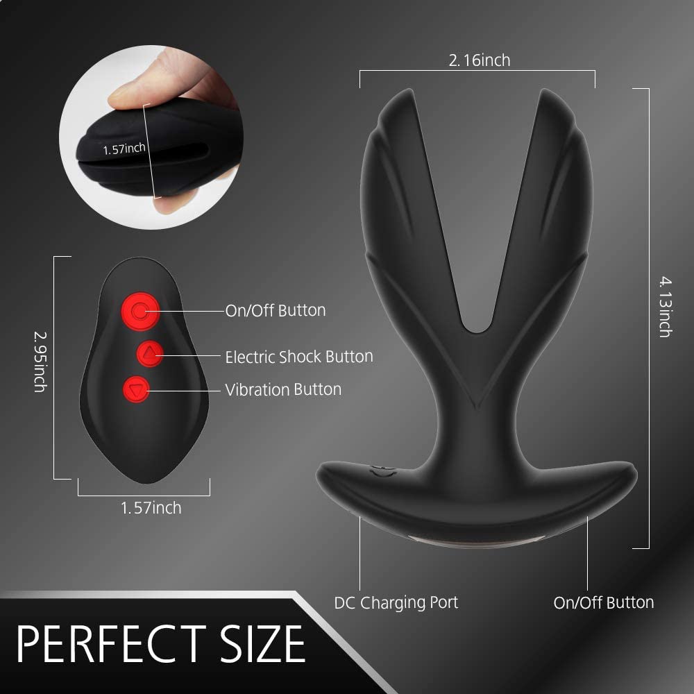 Vibrating Anal Plug with Electric Shock Pulse Vibrator. Anal Vibrator Prostate Massager for Men with Remote Control-EROSREALM