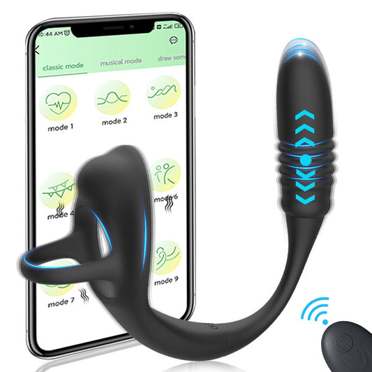 2 In 1 Wearable Telescopic Double-ring Prostate Massager Wireless Remote Control-EROSREALM