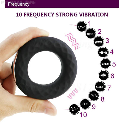 Silicone Penis Vibrating Ring Clit Delay Ejaculation Erection Cock Lock Rings Penis Long Lasting Vibrators-EROSREALM