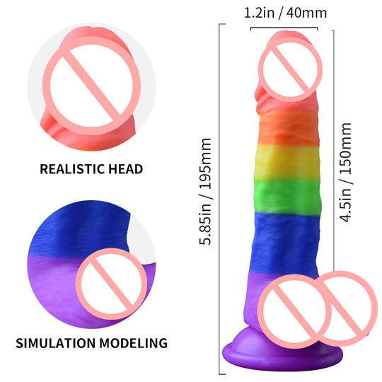 Rainbow Transparent Penis Silicone Realistic Dildo-EROSREALM