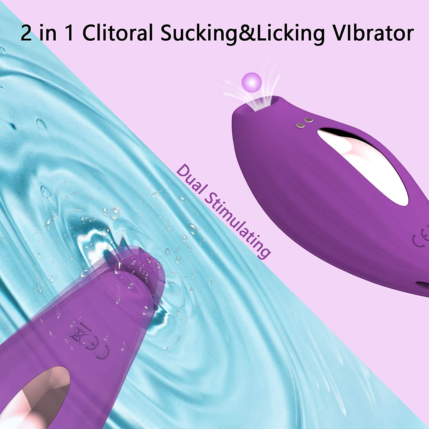 Clitoral Sucking Licking Vibrator with 10 Powerful Vibrations 5 Intensity Suctions. 2 in 1 Waterproof Clit Sucker Nipple Stimulator-EROSREALM