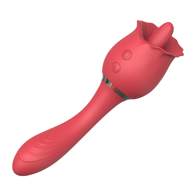 2 in 1 Tongue Licking Fancy Rose Vibrator-EROSREALM