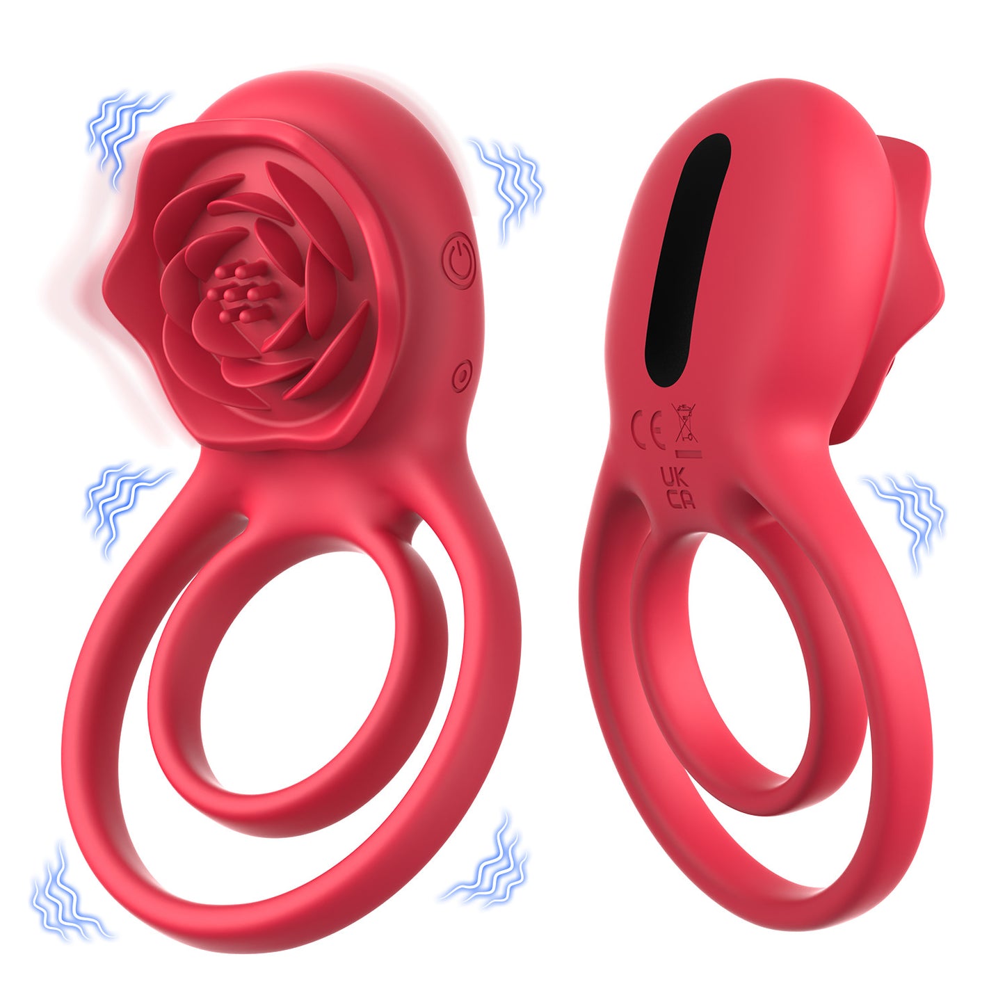 Cock Ring With Rose Clit Vibrator for Couples-EROSREALM