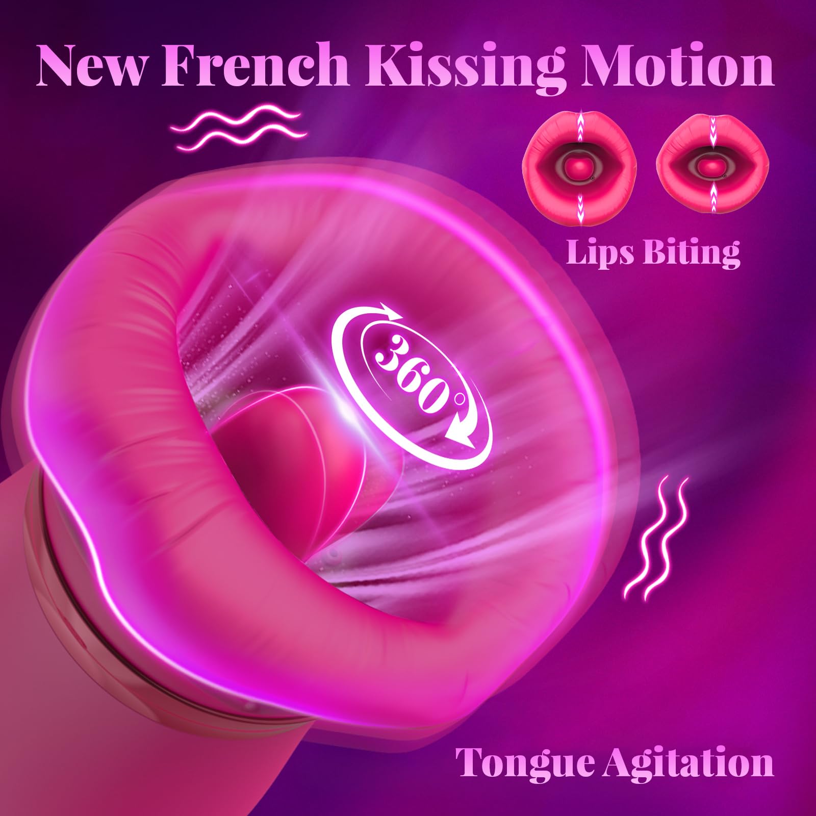 Big Mouth Rose Vibrator Clit Stimulator With Thrusting Dildo-EROSREALM