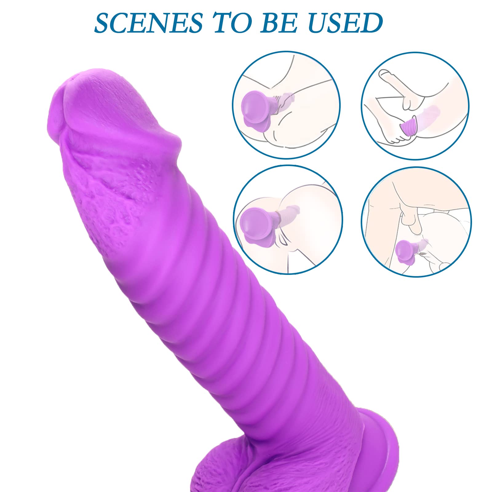 8 Inches Realistic Dildo For Women Ribbed-anal Dildo With Strong Suction Cup-EROSREALM