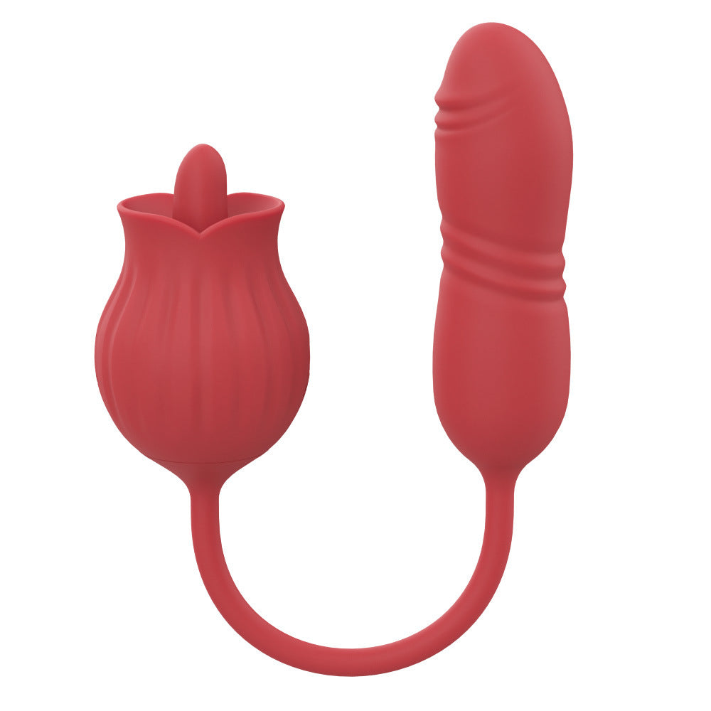 Tongue-licking Rose Toy With Thrusting Dildo-EROSREALM