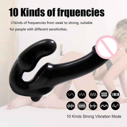 10 Frequency Vibrating Remote Control Double Ended Wearable Dildo-EROSREALM