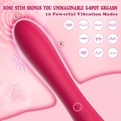 Handheld 2-in-1 Powerful Tongue-licking Rose Toy & G-spot Vibrator-EROSREALM