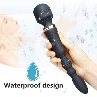 Double Head Wand Vibrator With Anal Plug-EROSREALM