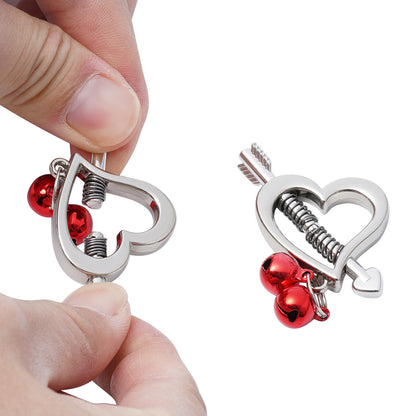 Heart Shape Adjustable Nipple Clamp Clips With Bell-EROSREALM