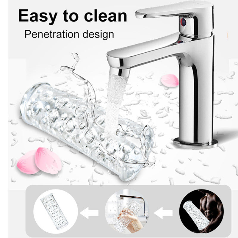 Clear Textured Super Stretchable Male Stroker Penis Massager-EROSREALM