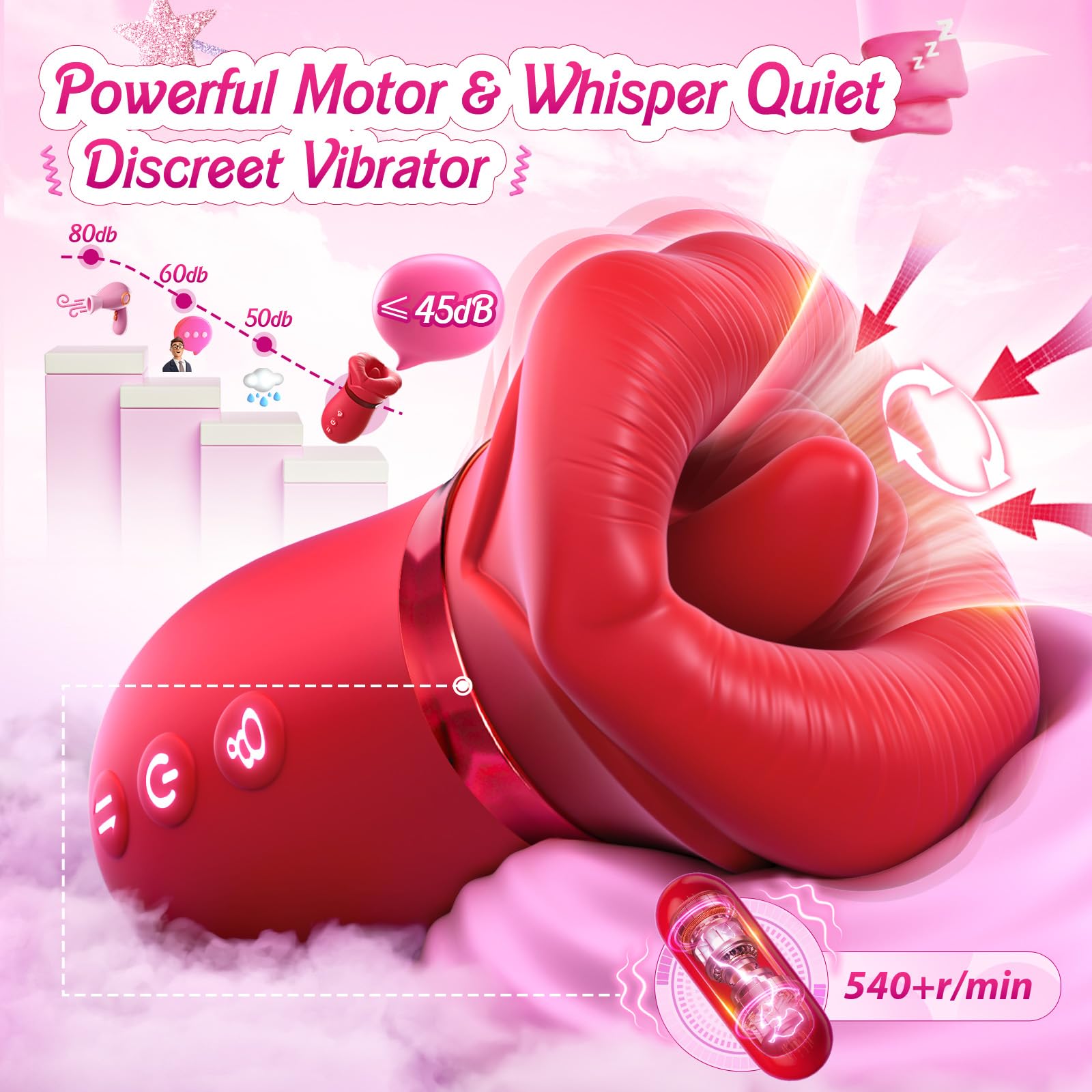 Big Mouth Rose Vibrator 4in1 Sucking Biting Tongue-swinging Clit Stimulator-EROSREALM