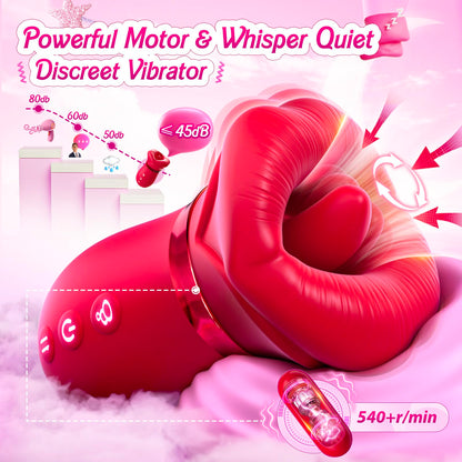 Big Mouth Rose Vibrator 4in1 Sucking Biting Tongue-swinging Clit Stimulator-EROSREALM