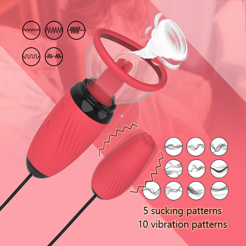 3 In 1 Sucking Vibrating Tongue Licking Egg Vibrator Nipple Stimulator-EROSREALM