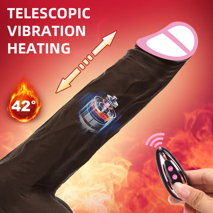 Heating Automatic Telescopic Vibrating Premium Silicone Realistic Dildo-EROSREALM