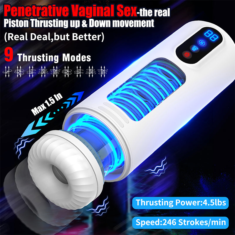 4-in-1 Heated Thrusting Sucking Vibrating Oral Sex Penis Stroker-EROSREALM