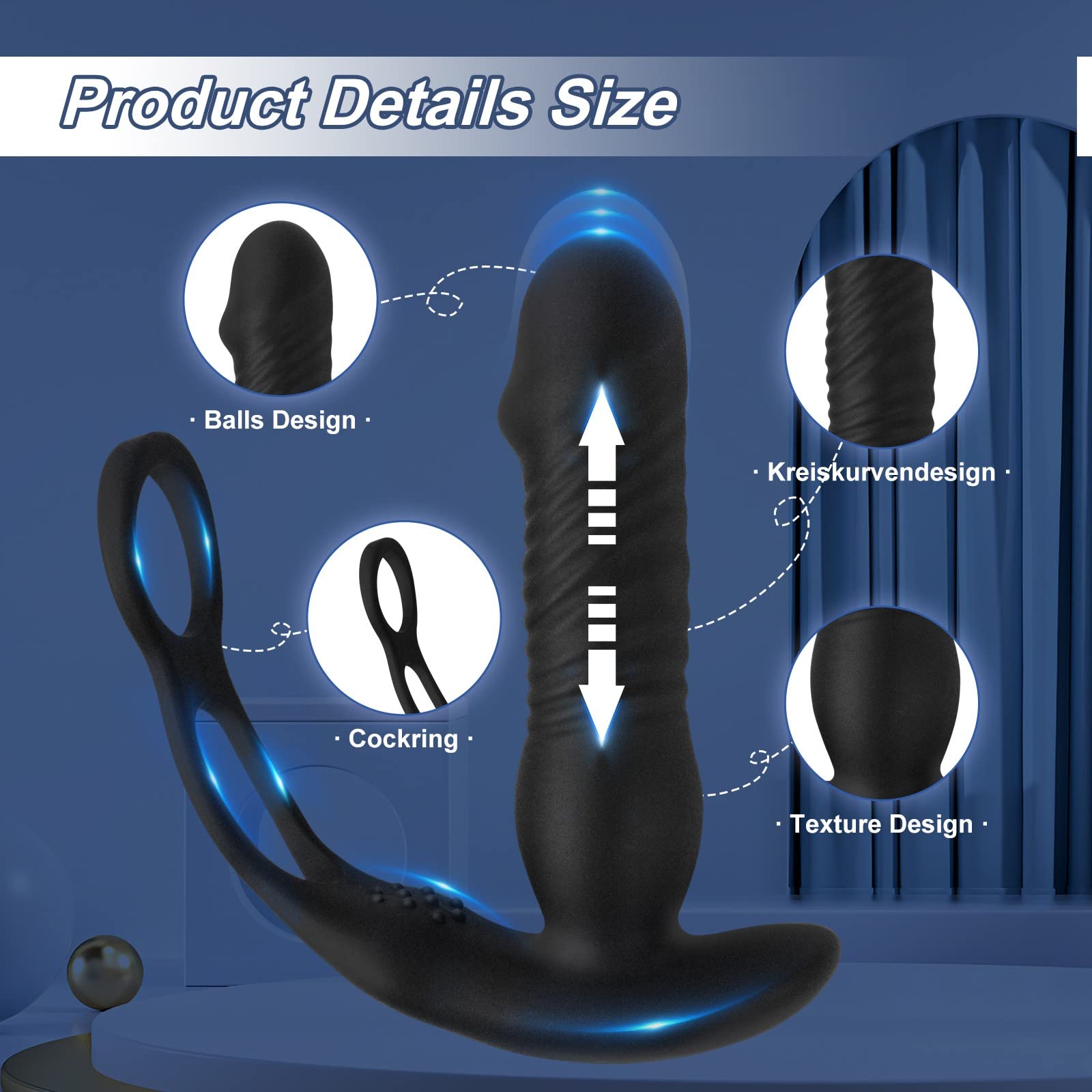 Wireless Remote Control Telescopic Strong Shock Prostate Massager-EROSREALM