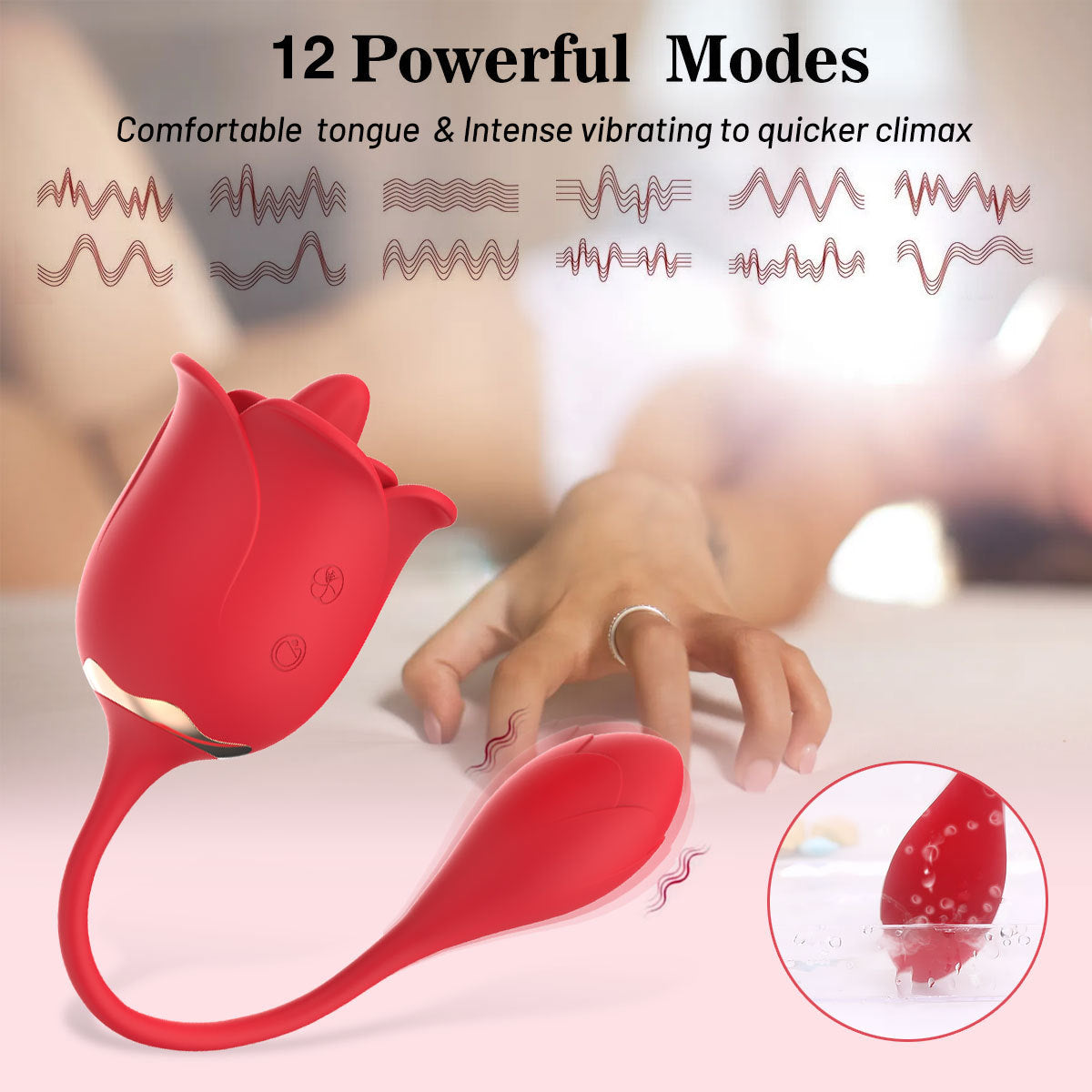 Tongue Licking Clitoral Rose Vibrator with Vibrating Egg-EROSREALM