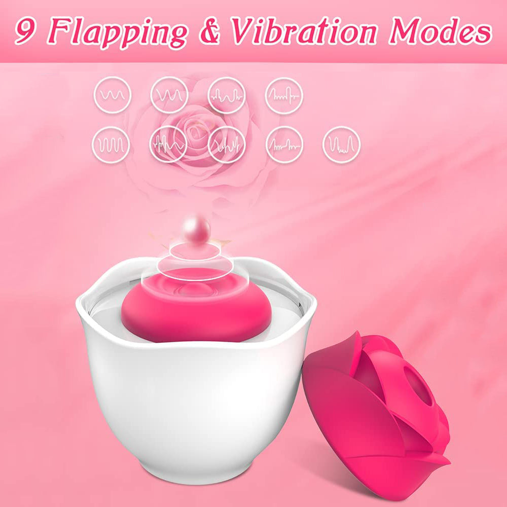 Rose Toy With LED Eggshell. 9 Flapping & Sucking Modes-EROSREALM