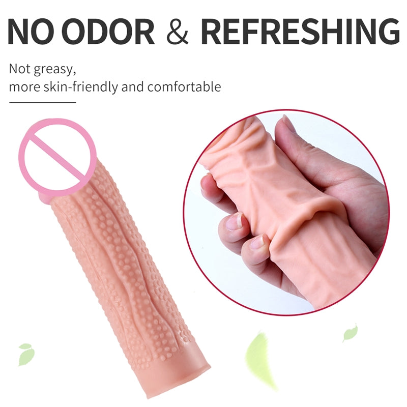 Silicone Extension Penis Sleeve Set Male Wolf Teeth Cover-EROSREALM