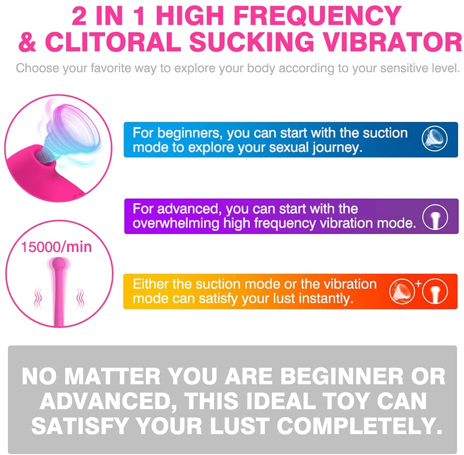 2 in 1 High Frequency Clitoral Sucking Vibrator. Clit Sucker for Clitoris Nipple Stimulation G spot Clitoral Vibrator with Whirling Vibration-EROSREALM