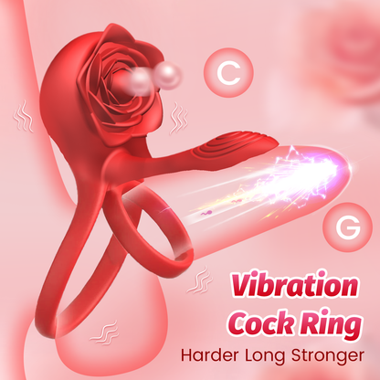 Rose Shackle Remote Control Dual-motor Vibration Penis Ring For Couples-EROSREALM